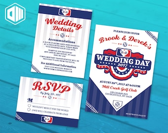 Printable Wedding Invitation Suite / Baseball Wedding Invite Set | Invite | Details Card | RSVP Card | Opening Day Baseball Theme