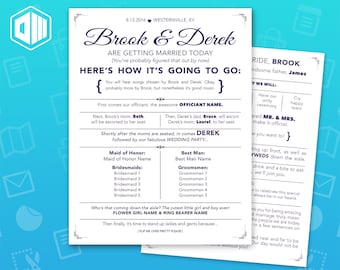 Printable Wedding Ceremony Program | 8.5'' x 11'' Size | Front and Back Layout | Multiple Color Options