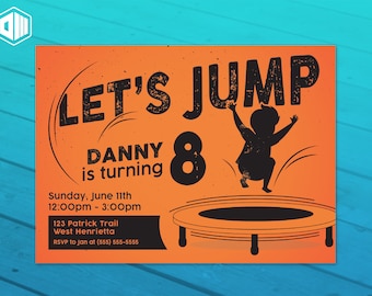 Trampoline Party - Let's Jump! Birthday Invitation | 5x7 or 4x6 | Trampoline Park Theme