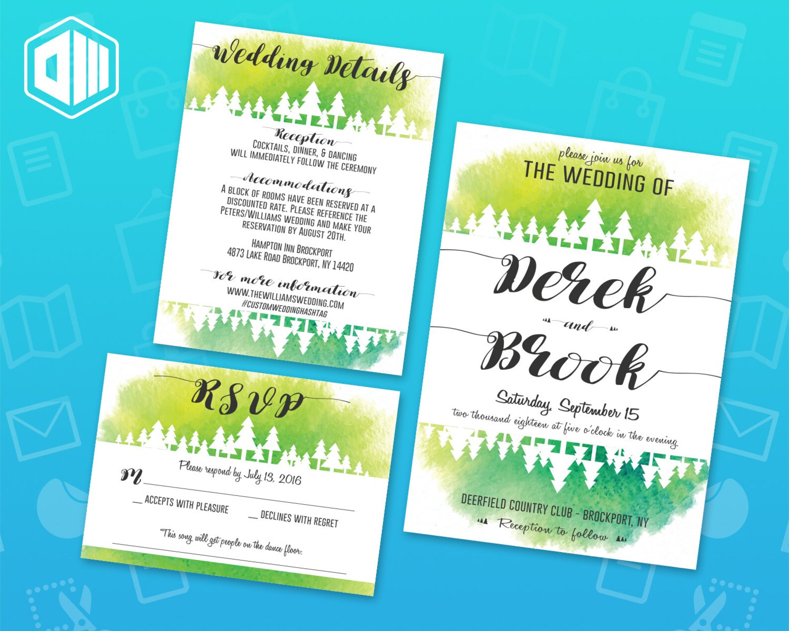 Printable Wedding Invitation Suite / Wedding Invite Set Invite Details ...