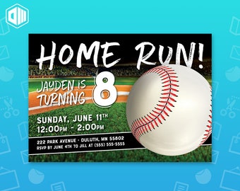 Honkbal - Homerun! Verjaardagsuitnodiging | 5x7 of 4x6 | Honkbal thema