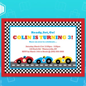 Race Car Birthday Invitation | Race Cars | Race Themed Birthday Invitation