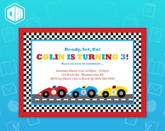 Race Car Birthday Invitation | Race Cars | Race Themed Birthday Invitation