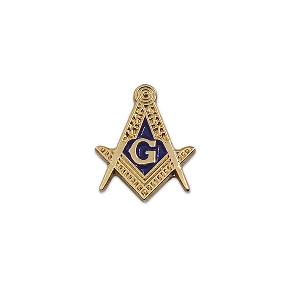 Square & Compass Masonic Lapel Pin - [Gold and Blue][5/8" Tall] - TME-JWL-L-00149