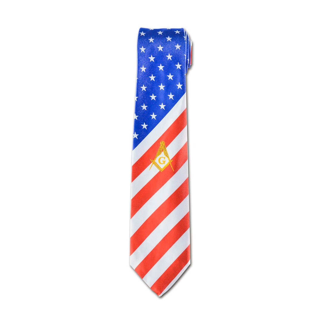 American Flag Square & Compass Masonic Neck Tie red and - Etsy
