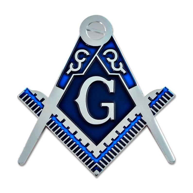 Masonic Chrome Auto Emblem Square Compass With Detail Freemason