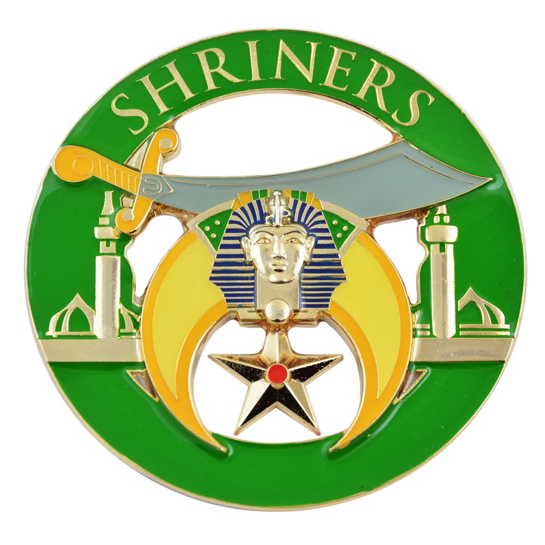 Shriners Masonic Auto Emblem Green & Yellow3 Diameter TME-EMB-00129 image 1