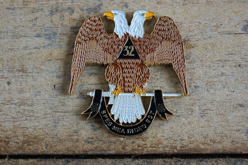 32nd Degree Scottish Rite Masonic Auto Emblem Brown & White3 Tall TME-EMB-00074 image 2