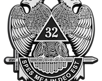 32nd Degree Scottish Rite ABS Plastic Masonic Auto Emblem - [Chrome][3" Tall] - TME-EMB-00120