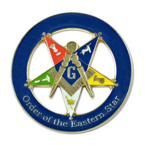 Patron Order of the Eastern Star Round Masonic Auto Emblem - [Blue & Gold][3" Diameter] - TME-EMB-00139