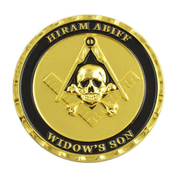 Hiram Abiff Widow's Son Masonic Coin - [Black & Gold][1 3/4" Diameter] - TME-GIF-C-00015