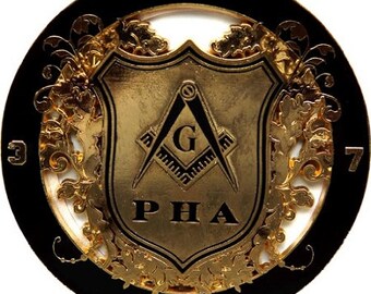 Prince Hall Shield Round Masonic Auto Emblem - [Black & Gold][3" Diameter] - TME-EMB-00060