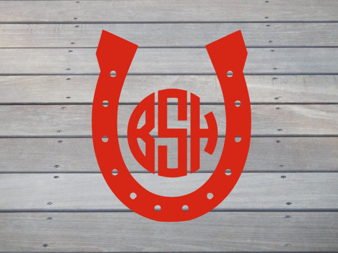 Horseshoe Monogram Decal Etsy