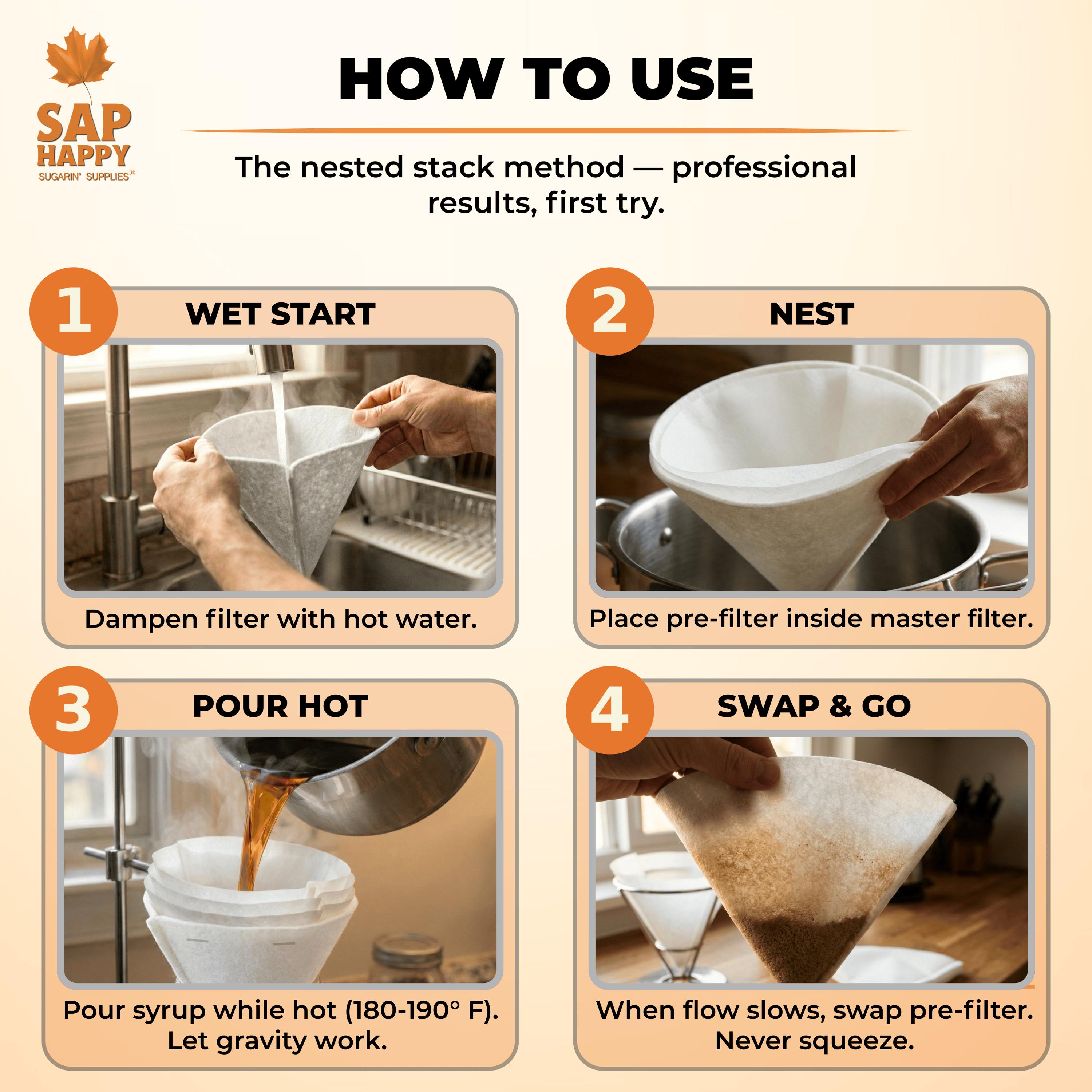 Maple Syrup Filter Set - (1) Heavy Duty Maple Sap Filter, (5) Syrup Pre ...
