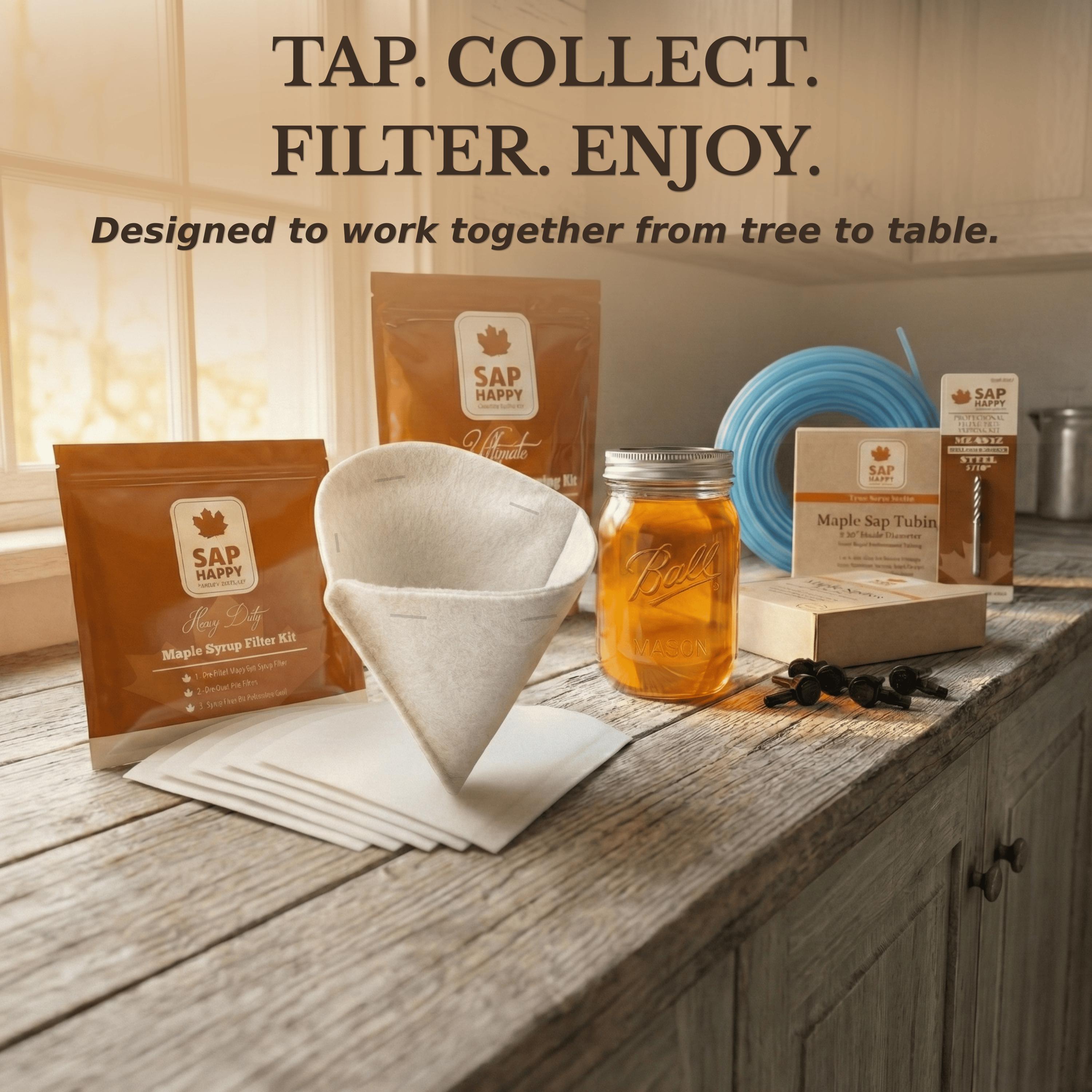 Maple Syrup Filter Set - (1) Heavy Duty Maple Sap Filter, (5) Syrup Pre ...