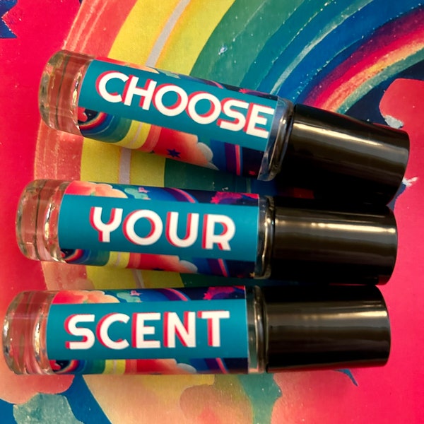ROLLERBALL PERFUME OIL / Choose Your Scent Roll On Fragrance / Rainbow Pride Perfume / Pride Gift / Unisex Fragrances