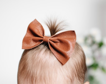 Leather Bow Headband Leather Headband Bow Clip Genuine Leather Headband Baby Headband Toddler Headband Shower Gift Pregnancy Gift