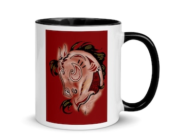 Red Symbol Horse Accent Mug