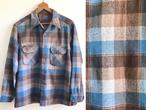 Vintage 60s Pendleton Shirt // 1960s Light Flannel