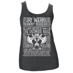 World of Warcraft / WoW geïnspireerde Dames Tank Top - FURY WARRIOR Edition - Dark Heather
