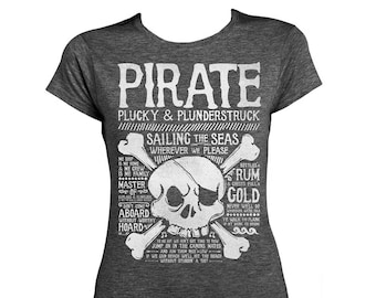 PIRATE Ladies Fitted T-shirt - &#39;Pirate&#39; Collection - Sea of Thieves inspired - Dark Heather
