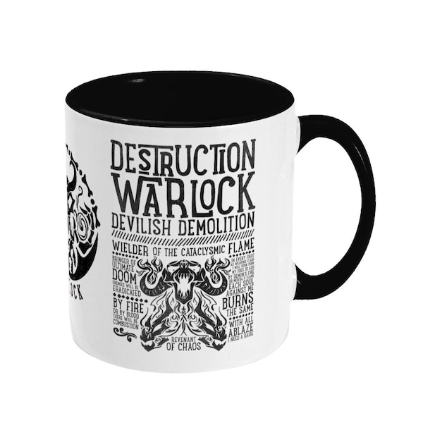 World of Warcraft / WoW inspired Mug - DESTRUCTION WARLOCK Edition - 11oz Two Toned Ceramic Mug