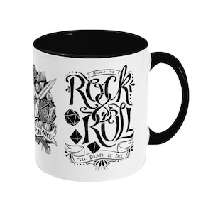 D&D / DnD / Dungeons and Dragons / TTRPG inspired Mug v2 - 11oz Two Toned Ceramic Mug - Rock and Roll