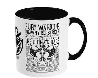 World of Warcraft / WoW inspired Mug - FURY WARRIOR Edition - 11oz Two Toned Ceramic Mug