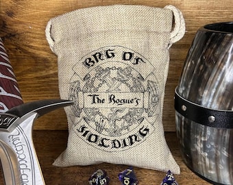 D&D Würfeltasche der Haltung - hessische Kordelzugbeutel mit Design für jede Klasse, Dungeon Master oder Custom. Dungeons and Dragons - TTRPG Geschenk