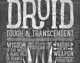 World of Warcraft / Roleplaying Medieval / Fantasy Inspired Type Print - DRUID Edition