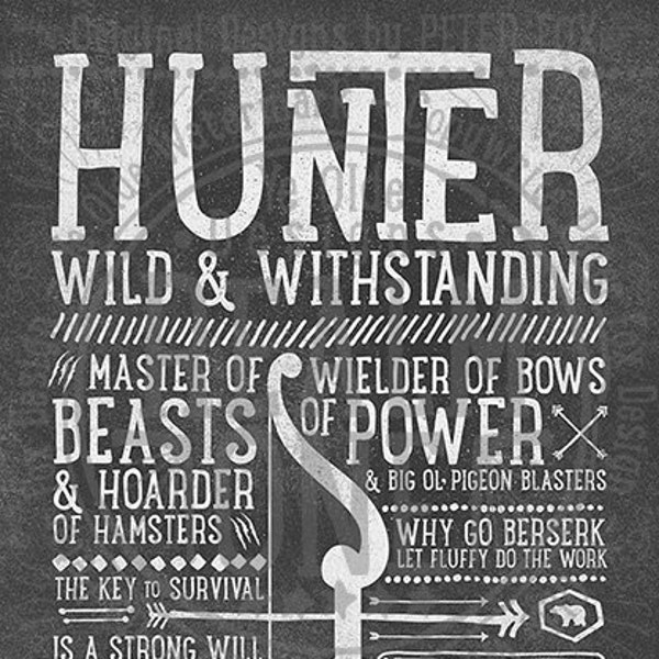World of Warcraft / Roleplaying Medieval / Fantasy Inspired Type Print - HUNTER Edition