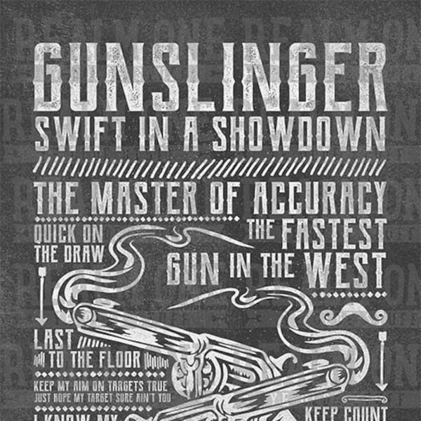 GUNSLINGER Art Print - 'Wild West' Collection - A4 (8.27 ×11.69 inches) -  B&W