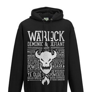 World of Warcraft / WoW inspired Hoodie - WARLOCK Edition - Unisex / Mens / Ladies / - Black