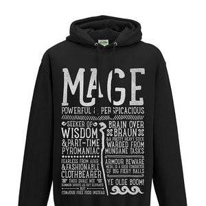 World of Warcraft / WoW inspired Hoodie - MAGE Edition - Unisex / Mens / Ladies / - Black