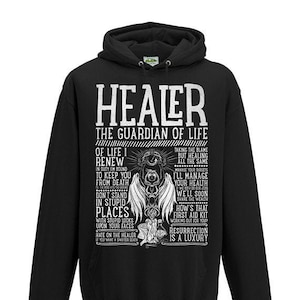 World of Warcraft / WoW / Rpg inspired Hoodie - HEALER Edition - Unisex / Mens / Ladies / Black / D&D / FFXIV / ESO