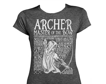 ARCHER Ladies Fitted T-shirt - 'Medieval' Collection - Dark Heather