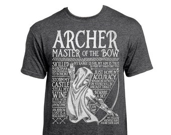 ARCHER T-shirt - 'Medieval' Collection - Unisex / Mens / Ladies - Dark Heather