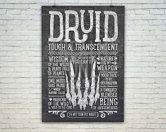 World of Warcraft / Roleplaying Medieval / Fantasy Inspired Type Poster - DRUID Edition- Gift
