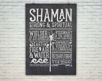 World of Warcraft / Roleplaying Medieval / Fantasy Inspired Type Poster - SHAMAN Edition - Gift