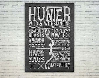 World of Warcraft / Roleplaying Medieval / Fantasy Inspired Type Poster - HUNTER Edition- Gift