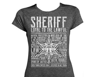 SHERIFF Ladies T-shirt - 'Wild West' Collection -  Dark Heather