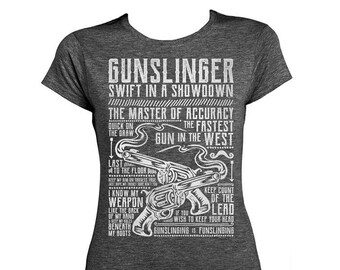GUNSLINGER Ladies T-shirt - 'Wild West' Collection -  Dark Heather
