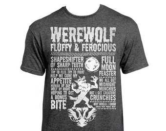 WEREWOLF T-shirt - 'Monsters' Collection - Unisex / Mens / Ladies / Halloween - Dark Heather