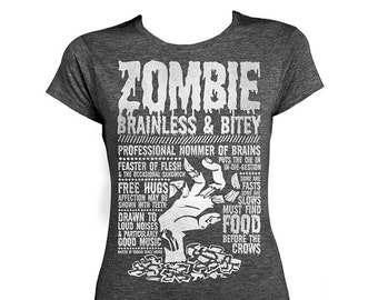 ZOMBIE Ladies Fitted T-shirt - 'Monsters' Collection - Halloween - Dark Heather