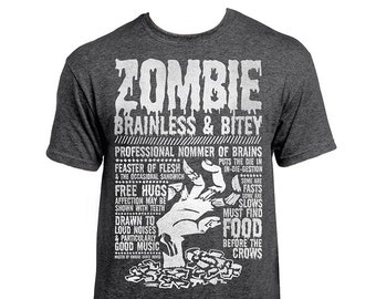 ZOMBIE T-shirt - 'Monsters' Collection - Unisex / Mens / Ladies / Halloween - Dark Heather