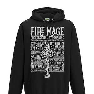 World of Warcraft / WoW inspirierter Hoodie - FIRE MAGE Edition - Unisex / Herren / Damen / - Schwarz