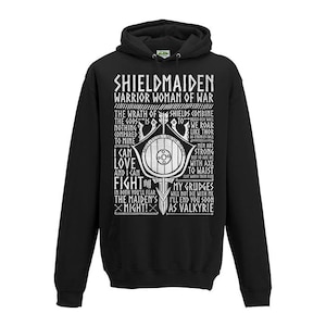 SHIELDMAIDEN Hoodie - &#39;Vikings&#39; Collection - Unisex / Mens / Ladies / Vikings / Nordic / Norse Mythology inspired - Black