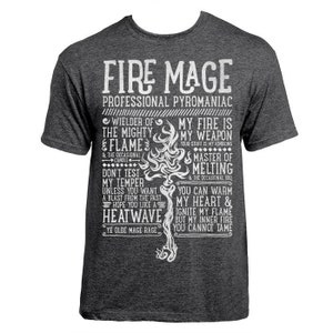 World of Warcraft / WoW inspired T-shirt - FIRE MAGE Edition - Unisex / Mens / Ladies / - Dark Heather