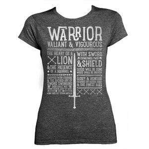 Op World of Warcraft / WoW geïnspireerd getailleerd dames-T-shirt - WARRIOR Edition - donker gemêleerd