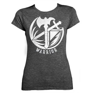 World of Warcraft / WoW geïnspireerd getailleerd dames-T-shirt - WARRIOR-editie (symboolvariant) - donker gemêleerd